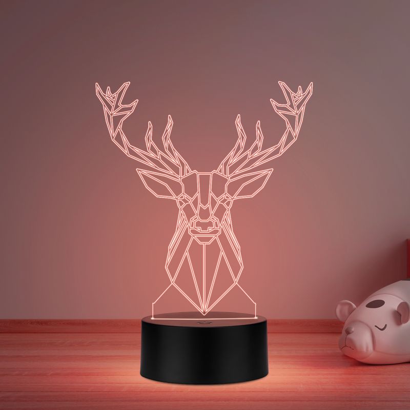 3D Illusion Deer Acrylic led lamp 7 Color Changing Light Lamp for Bedroom Decor